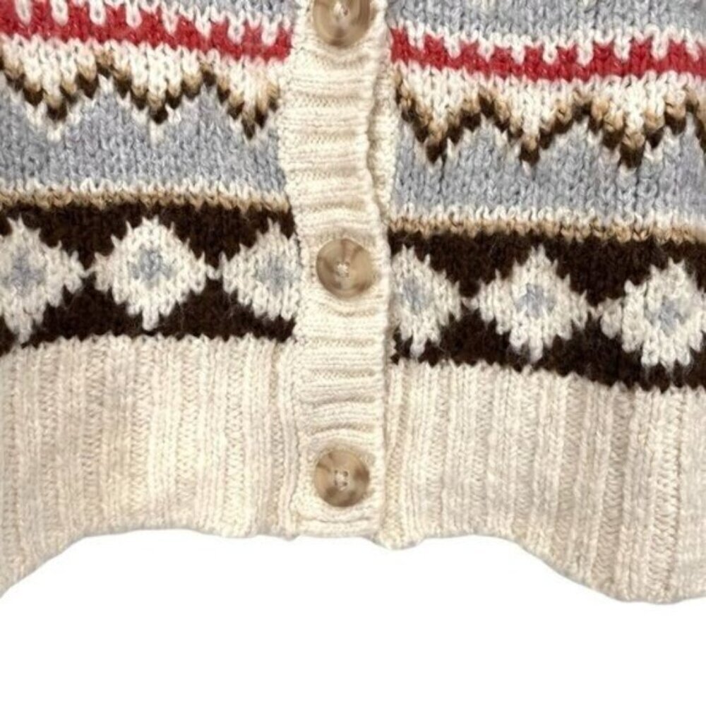 American Eagle Women's Fair Isle Argyle Button Down Cardigan Sweater - Picture 11 of 12